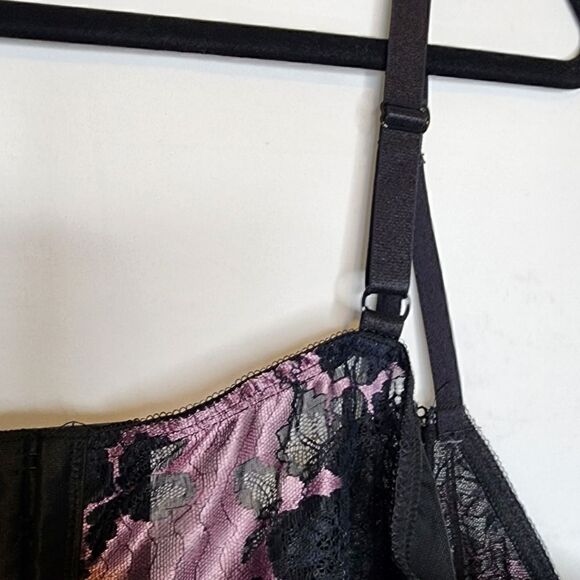 5X 28W Torrid Boudior Bodysuit Lace Underwire Purple Black Lingerie Sheer Party - Picture 7 of 10